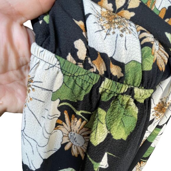 Monteau Black Floral‎ Wrap Front Tie Waist Women’s Floral Size XS Midi Dress - Picture 6 of 10